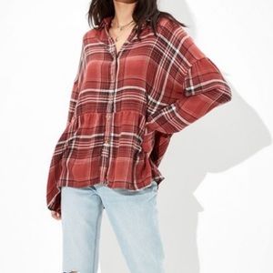 American eagle babydoll flannel top